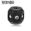 Beads REAMOR High Quality Stainless Steel CNC Beads Jewelry Accessories 1mm Micro Inlay Black White CZ Beads fit DIY Bracelet Making