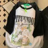 Herren-T-Shirts, reine Baumwolle, japanische Vintage-Katze, Kontrast, Raglanärmel, Sommer, neues Kurzarm-T-Shirt, Damen, lockeres und süßes Oberteil mit halben ÄrmelnH2421