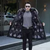 Designer Winter Parker Mens Mid Length Haining Fur Integrated Thickened Black Hair Overcoming Coat B6NX