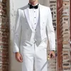 Herenpakken Witte Slipjas Bruiloft 2024 Bruidegom Tuxedo 3 Stuks Custom Made Terno Mannelijke Mode Roken Jas Met Broek vest