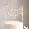 Cake Tools Birthday Flag Topper Baking Decoration Wood Paper Happy Party Decor Gadgets Banner