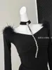 Grundlegende Freizeitkleider, Party, Abschlussball, Gyaru, Neckholder-Kleid, Diamanten, Schwarz, Gothic, Luxus-Korsettkleid, Slash-Ausschnitt, einteilige Kleider, Y2K, Kokette, formeller Anlass, YQ240201