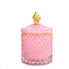 Garrafas de vidro frascos de armazenamento retro aroma vela jar caixa de jóias coroa decorativa cristal com tampa organizador de especiarias