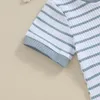 Ensembles de vêtements Né bébé garçons filles tenue d'été motif à rayures à manches courtes barboteuse couleur unie taille élastique shorts 2 pièces ensemble de vêtements