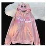 Vrouwen Hoodies Harajuku Duivel Borduren Vrouwen Japanse Zoete Streetwear Cartoon Losse Sweatshirt Paar Zip Up Hoodie Goth Y2k Kleding