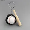 Keychains Lanyards 3D PU Färgglada mini Baseball Glove Wood Bat Keychain Sports Car Key Chain Ring Gift for Women Men Gift 11cm 1 Piece Q240201