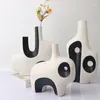 Vases Modern Double-sided Ceramic Vase Irregular Sculpture Home Decoration Crafts Desktop Ornaments Living Room