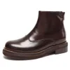 Ankle Genuine Leather Black Brown Dress Shoes for Men Zipper Formal Boots Man in the Uk Style