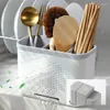 Kitchen Storage Double Layer Drain Chopsticks Cage Multifunction Cutlery Hollow Drainer Knife Holder Tableware Rack Organizer