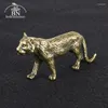 Dekorativa figurer Antik mässing Zodiak Tiger liten staty Desktop prydnad Teen Petdekorationer Tillbehör Metall Solid Animal Miniatures