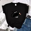 Camiseta feminina feminina schrodinger gato está morto impresso camisa senhora o-pescoço casual roupas de grandes dimensões conciso engraçado animal senhoras