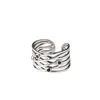 Anéis de cluster 925 prata esterlina malha multi-camada diamante preto design personalizado anel de abertura feminino
