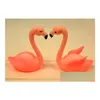 Bolo ferramentas rosa flamingo bolo topper decoração para aniversário de casamento led piscando brilhante noite luz galinha decoração de festa de natal dhrff