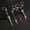 Keychains Lanyards Genshin Impact Sword Keychain Zhongli Venti Diluc Weapons Skyward Blade Key Chain Keyring Collections Jewelry Gift Q240201