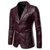 Primavera outono moda masculina lapela vestido de couro terno casaco masculino negócios casual pu blazers jaqueta 240127