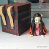 Action Toy Figures 9cm Kawaii Demon Slayer Nezuko med box up art mini Söt Kimetsu No Yaiba Figurine Lovely Model Dolls Toys