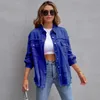 Moda em jaquetas para mulheres jaqueta jeans vintage jean casacos casual manga longa superior roupas oversize streetwear 240124