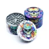 Skull Smoking Herb Tobacco Grinders 4 Piece Metal Full Colored UV Printing Shredder Hand Grinder 63mm Diameter 11 LL