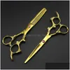 Forbici Cesoie Professionali Giappone 440C 6 Gold Dragon Taglio di capelli Diradamento Barbiere Taglio di capelli Taglio Parrucchiere 220 Goccia Deliv Dhl3W