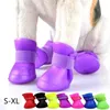 Vêtements de chien Chaussures de pluie pour animaux de compagnie Antidérapantes et imperméables Bottes en caoutchouc de chat Chaussures de plein air Chaussettes 4 pièce / ensemble