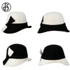 Fs breda brim vit ullhattar bowler fedora hatt för kvinnor chapeau femme feutre vinter cloche damkyrka filt fedoras mössor 240126