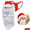 Christmas Decorations 100Pcs Party Christmas Mask Santa Claus Beard Visitor White Funny Cos Dress Up Europe United States Cross Border Dhmht