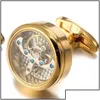 Manschettenknöpfe Manschettenknöpfe Uhrwerk Tourbillon Manschettenknöpfe Für Herren Hochzeit Bräutigam Mechanische Uhr Steampunk Gear Uhren Gemelos Drop Del Dh Dhvo7