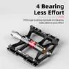 ROCKBROS Mountain Bike Bicycle Pedals Cycling Ultralight Aluminium Alloy 4 Bearings MTB Pedals Bicicleta Bike Pedals Flat BMX 240129