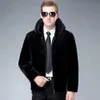 Manteau de vison intégré en fourrure d'hiver de styliste pour hommes d'âge moyen, Faux épais épais 2WA4