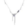 Chokers Korean Purple Heart Necklace Y2K Aesthetics Crystal Heart Choker Halsband Osegulära Geometric Tassel Grunge Egirl Jewelry Gift YQ240201