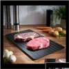 Meat Poultry Tools Potry Tools Kitchen Convenient Magic Metal Plate Defrosting Tray Safe Fast Thawing Frozen Meat Drop Delivery Dh3G6