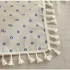 Table Cloth Blue Daisy Printed Tablecloth Linen Tassel Lace Rectangular Household Garden Home Decoration Picinc Cover Mat