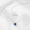 Chokers Trendy Exquisite S925 Silver Heart of the Sea Pendant Chain Halsband för kvinnor Högkvalitativa blå kristallsmycken AAA Zircon Gift YQ240201