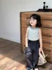 Trousers Girls Pants 2024 Summer Korean Style Overalls Thin Breathable Loose Tracksuit Casual Simple Solid Color Cool Wide Leg