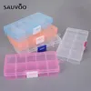 SAUVOO 10 15 Grids Verstelbare Rechthoek Transparante Plastic Opbergdoos Voor Kleine Sieraden Tool Component Dozen Organizer313S