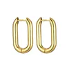 Boucles d'oreilles créoles pour femmes, bijoux à la mode, cadeau en forme de U, placage ovale brillant, petit cuivre léger, décontracté
