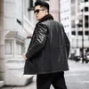 Haining Leather Jacket Mens Medium Length Designer Winter Outfit Thickened Collar Cowhide Wool Inner Lining Genuine JNBI