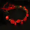 Party Decoration Luminous Rose Wreath Wedding Flower Headband LED Light Garland Women Girl Birthday Christmas Glow Hairband