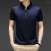 Polos pour hommes 2024 Summer Ice Silk Cool Polo T-shirt à manches courtes Grande chemise mince Business Casual