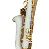 Saxofone alto branco 992, alta qualidade, laca dourada, instrumentos musicais com boquilha, acessórios, frete grátis