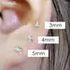 Studörhängen 1 st 3/4/5mm Piercing öronbroskskruvörhängen för kvinnor Shiny CZ Star Heart Squares Triangle Helix Daith Lobe Body Jewelry