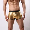 Sous-vêtements Sexy Design Mens Sous-vêtements Boxer Cuir Verni Wetlook Shinny Trunks Cool Shorts Brillant Boxers Pour Homme