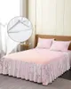 Bed Skirt Spring Flower Peach Blossom Pink Cherry Blossoms Fitted Bedspread With Pillowcases Mattress Cover Bedding Set