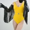 Luvas de couro Fuax para fotografia feminina, luvas extra longas com borla e franja longa, 28 polegadas, pretas