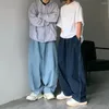 Dżinsy męskie houzhou proste mężczyźni niebieskie luźne dżinsowe spodnie neutralne Y2K Jean Streetwear Casual Wide Mans Pants Worbe Hip Hop