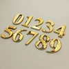 Estatuetas decorativas 5cm número da casa etiqueta etiqueta numeral porta placa placa gaveta sinal chapeamento el etiqueta de endereço de casa plástico 0-9 1pc dourado