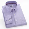 Chemises décontractées pour hommes Coton Hommes Solid Business Chemise à carreaux à manches longues Homme rayé boutonné Loisirs Coupe régulière avec poche