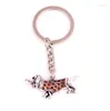 Keychains Dachshund Keychain Bling Dog Lovely Handbag Purse Pendant Car Holder Key Ring Smycken