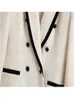 ZA Женский модный двубортный твидовый пиджак, винтажное пальто с длинными рукавами и карманами, женская верхняя одежда, шикарный пиджак 240201