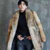 Designer Winter Mid Length Simulated Wolf Fur Coat with and Integrated Jacket Haining Mink Leather for Men Q1FC